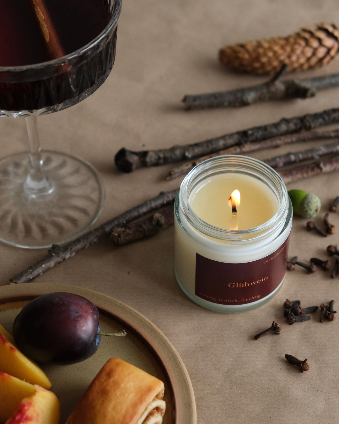 Glühwein Kerze von Hand gegossen