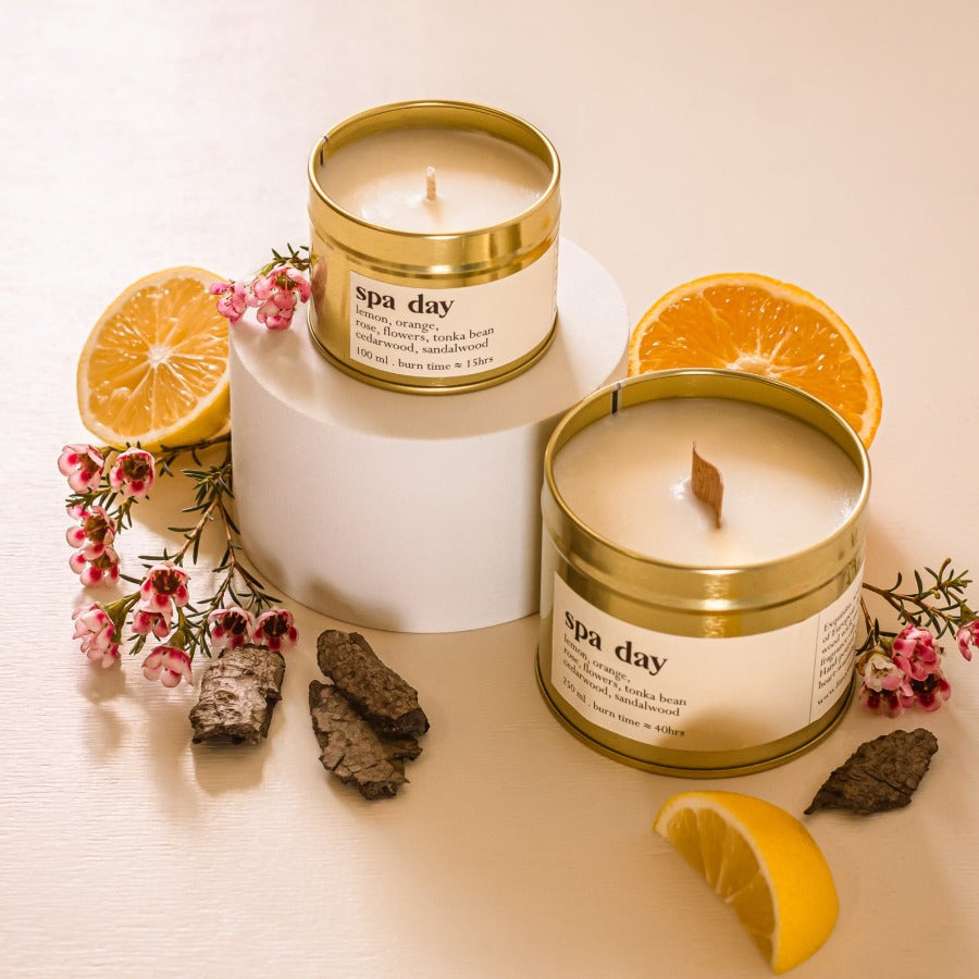Spa day botanical scented candle - small