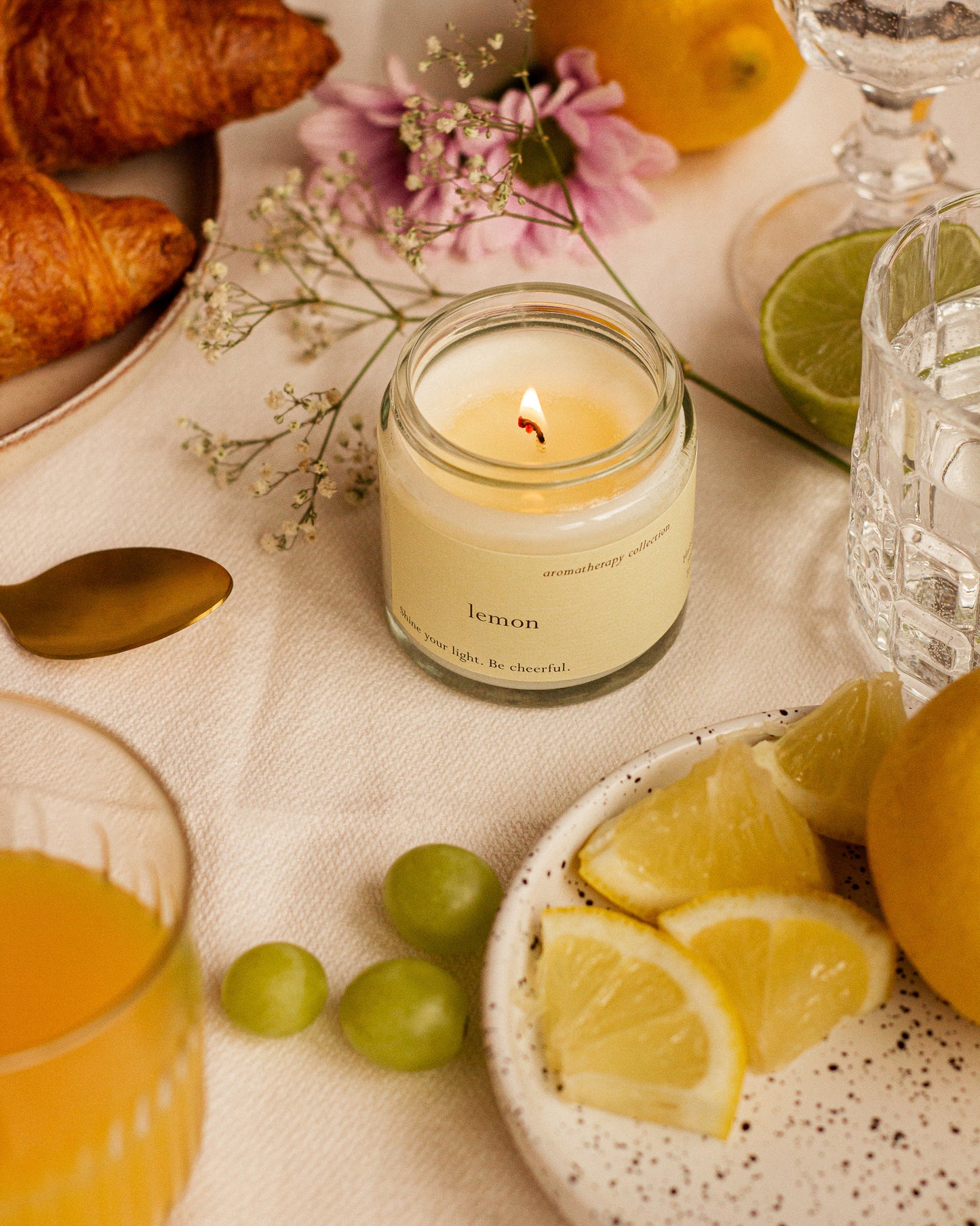 Lemon aroma candle - all-natural scented candle
