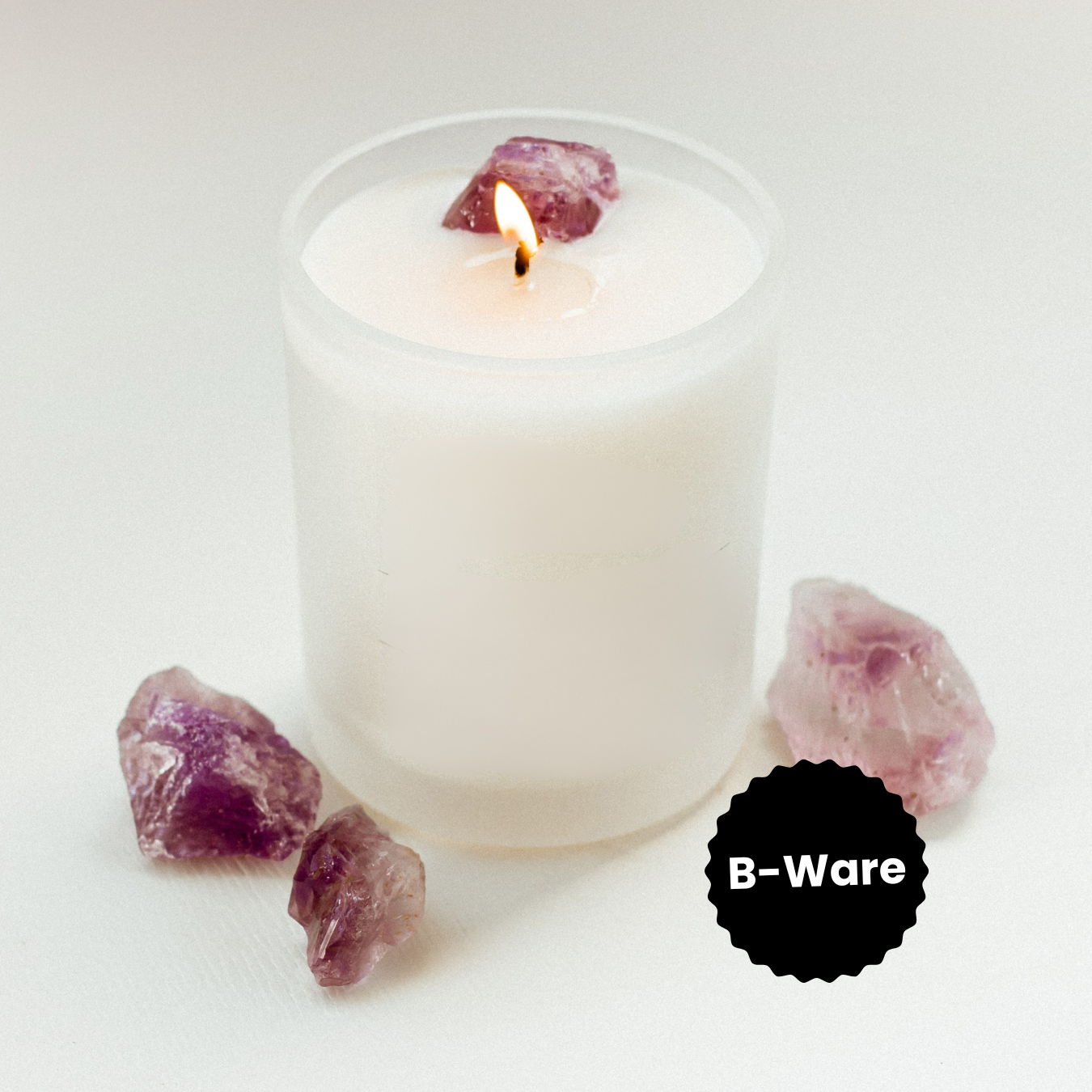 Unperfekte Kristallkerze mit Amethyst-Kristall