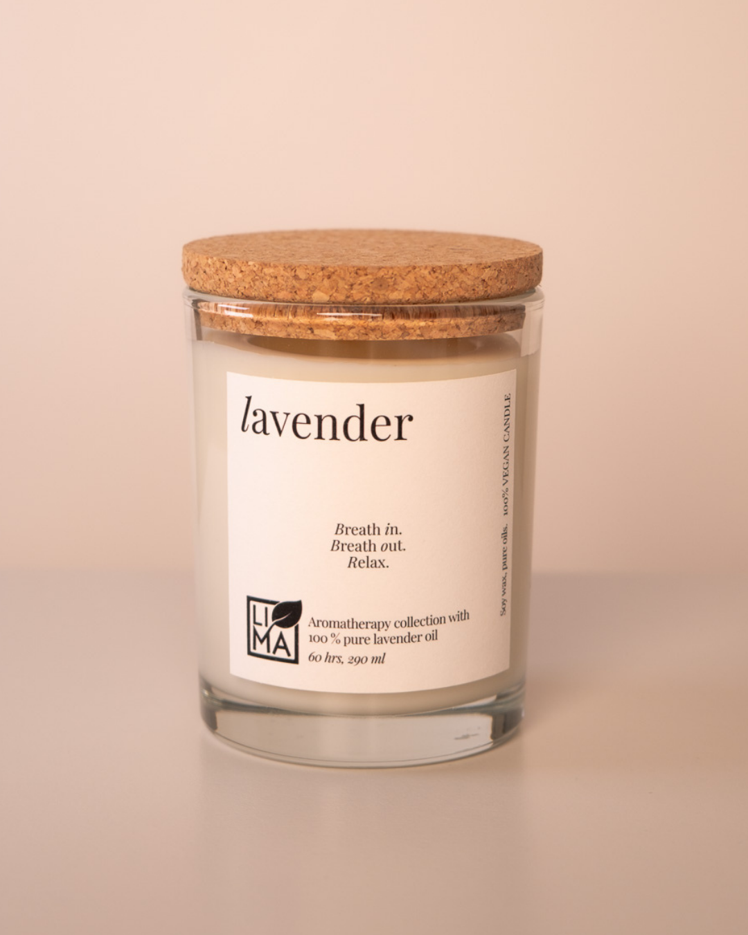 Grosse Duftkerze im Glas Lavendel mit Korkdeckel