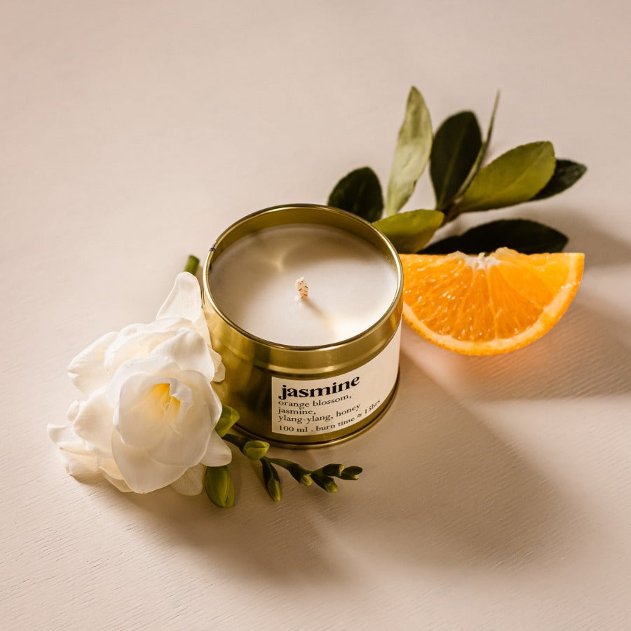 Jasmine botanical scented candle with cotton wick – LIMA Cosmetics