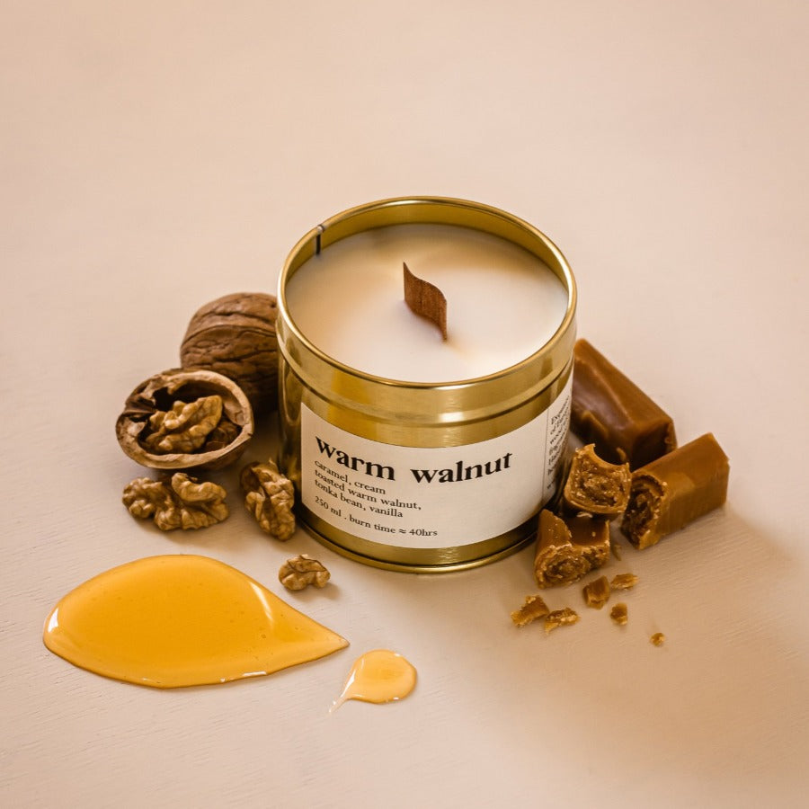 
                  
                    Warm walnut botanical scented candle - large with wood wick
                  
                