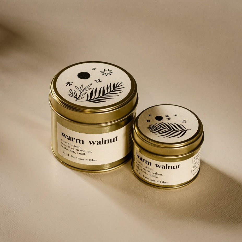 Warm walnut botanical scented candle - small